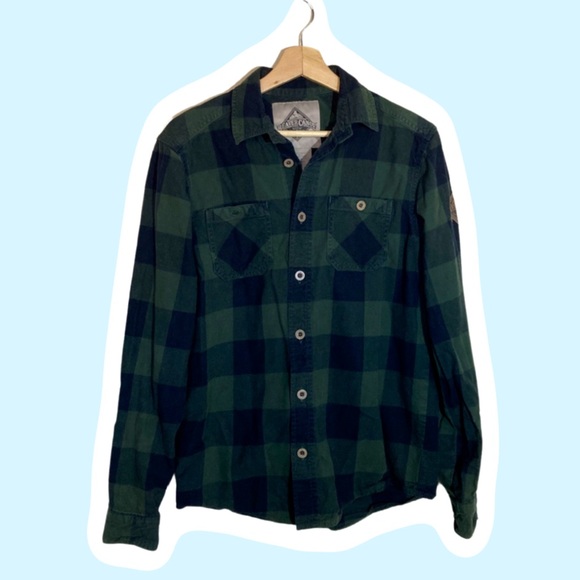 Beavercanoe Tops - 3/$30 | Beavercanoe | Midweight Flannel Plaid Shirt - S, Green/Navy